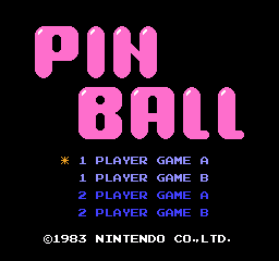 Pinball title screen for Famicom Disk System